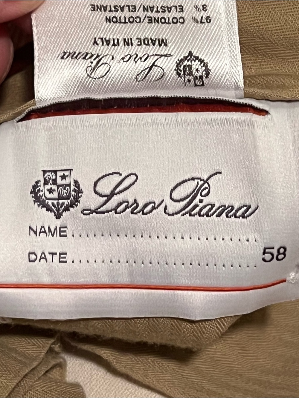 Loro Piana Made in Italy Mens Cream colored Chinos Sz 38 (US) Luxury Summer - Picture 2 of 9